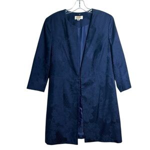 NWT‎ Talbots Vintage Blue Floral Longline Jacket Blazer 14 Petite Career Work